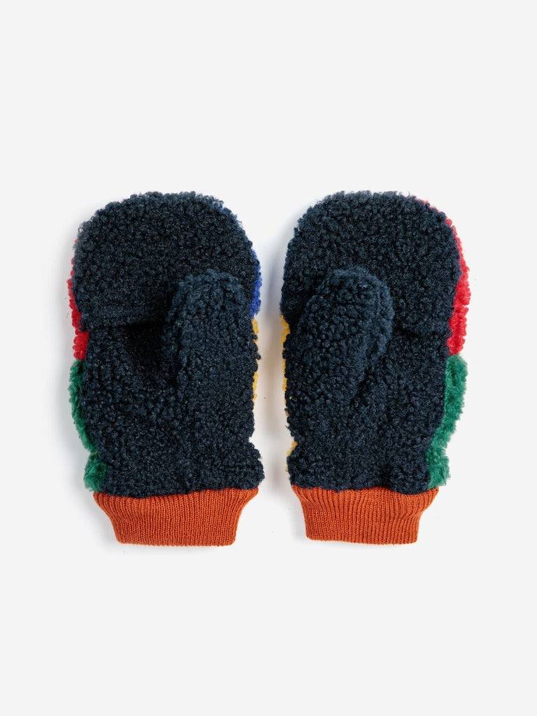 Kids Color Block Sheepskin Mittens - Multicolor - Parkette.