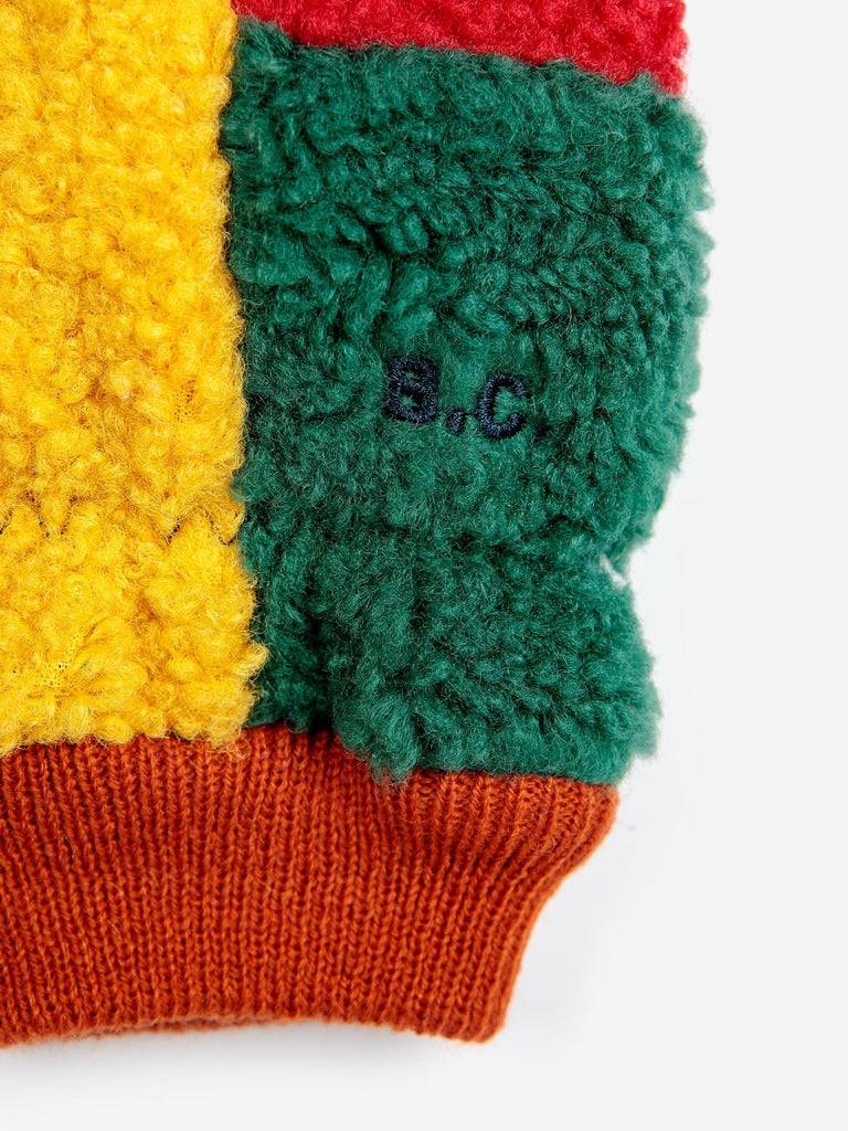 Kids Color Block Sheepskin Mittens - Multicolor - Parkette.