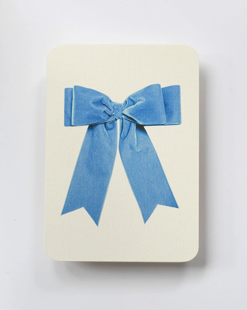 Baby Blue Velvet Bow Greeting Card - Parkette.