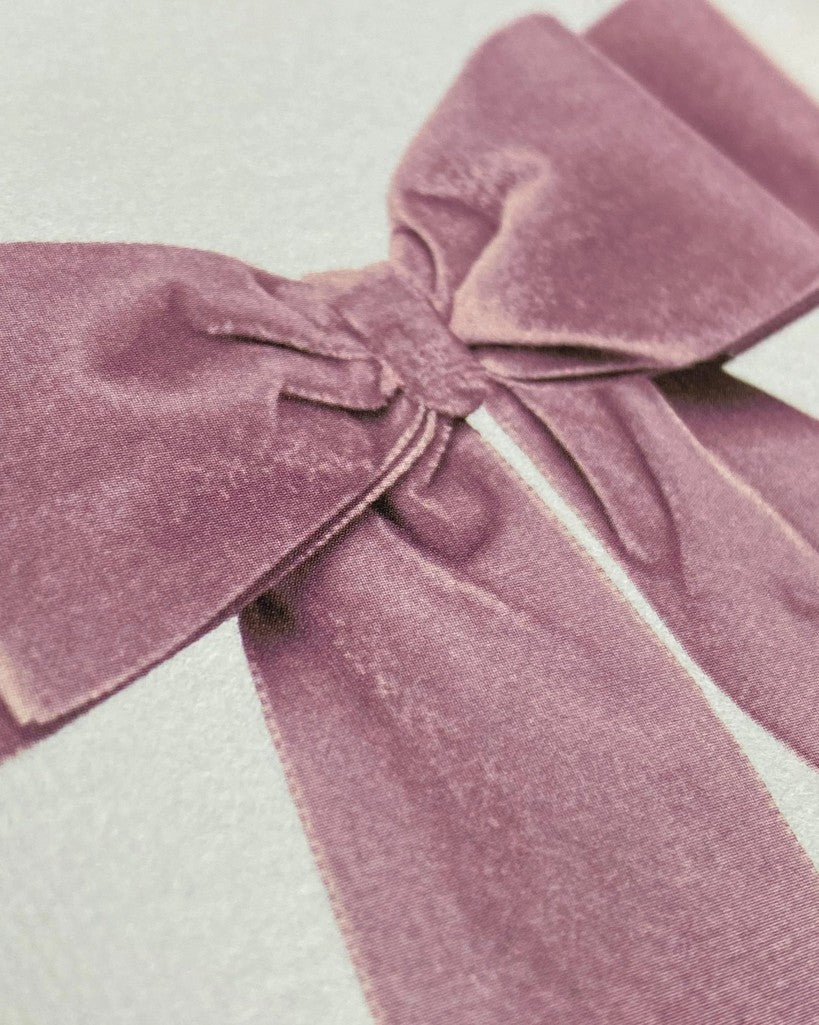 Baby Pink Velvet Bow Greeting Card - Parkette.