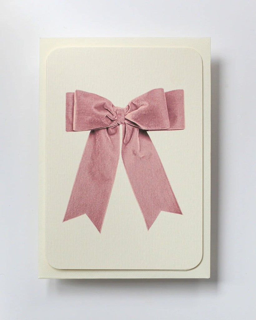 Baby Pink Velvet Bow Greeting Card - Parkette.