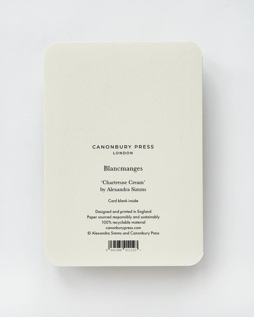 Chartreuse Cream Blancmange Greeting Card - Parkette.