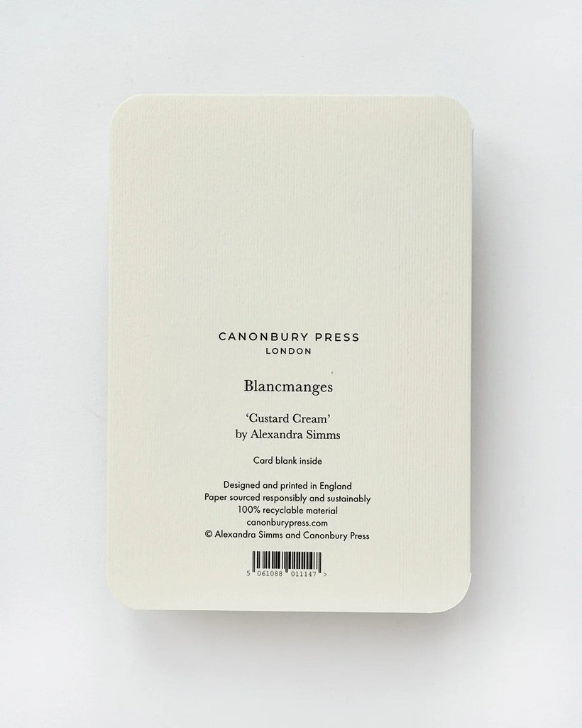 Custard Cream Blancmange Greeting Card - Parkette.
