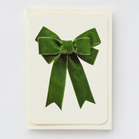 Green Velvet Bow Greeting Card - Parkette.
