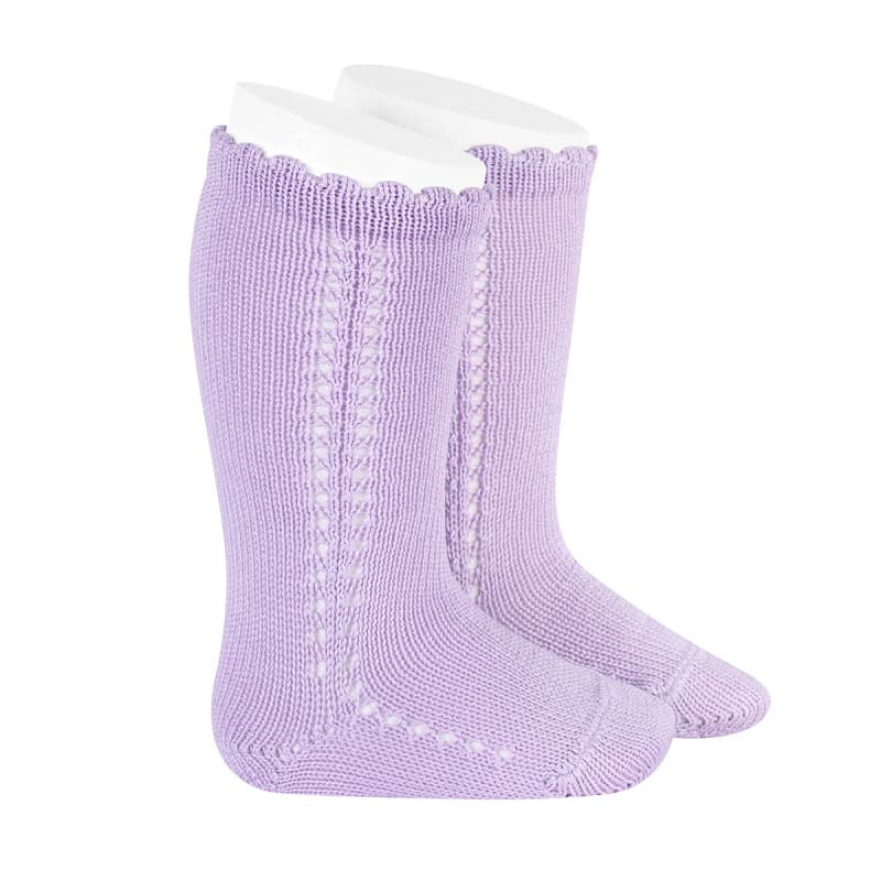 SIDE OPENWORK PERLE KNEE HIGH SOCKS - Parkette.
