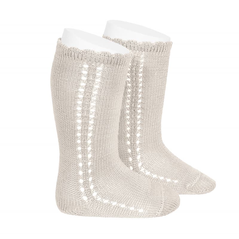 SIDE OPENWORK PERLE KNEE HIGH SOCKS - Parkette.