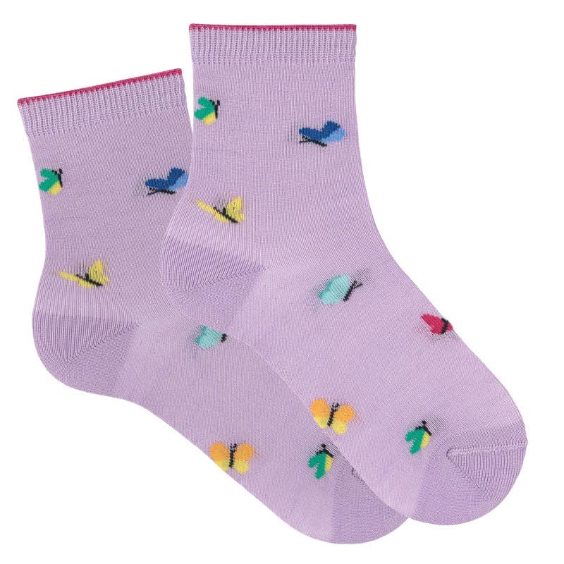Colorful Butterfly Print Short Socks - Parkette.