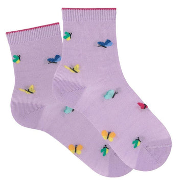 Colorful Butterfly Print Short Socks - Parkette.