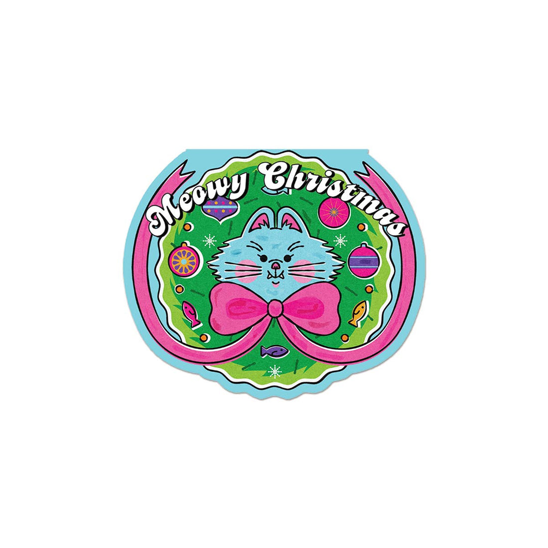 Meowy Christmas Wreath Greeting Card - Parkette.