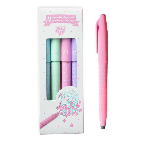 4 Pastel Erasable Pens - Parkette.