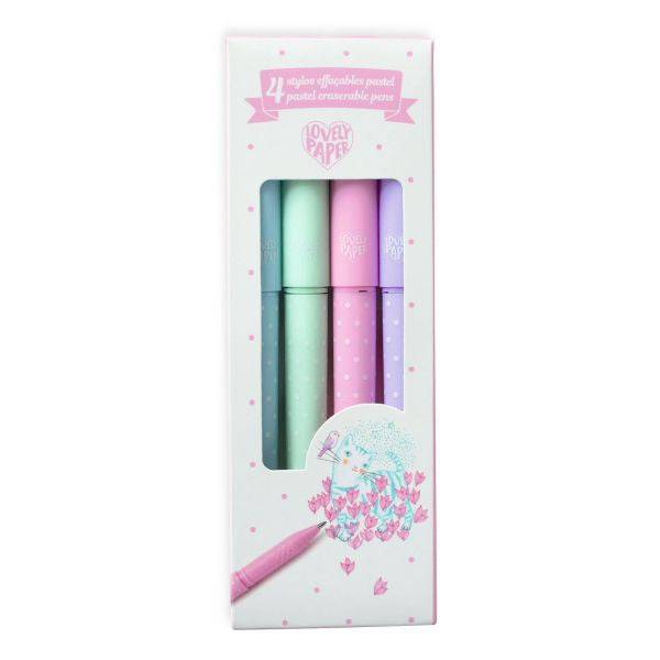 4 Pastel Erasable Pens - Parkette.