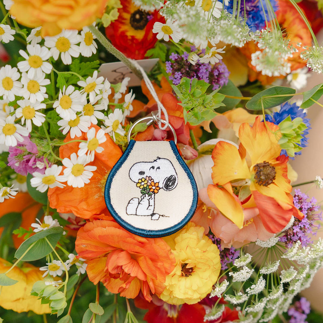 Peanuts® x Three Potato Four Snoopy Flower Bouquet Patch Keychain - Parkette.