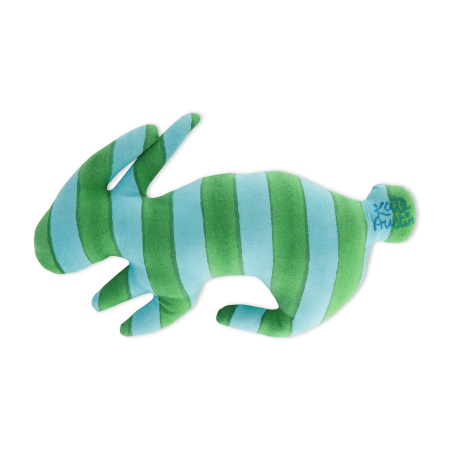 Bunny Pillow in Aqua/Green Stripe - Parkette.