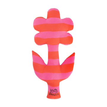 Flower Pillow in Pink Red Stripe - Parkette.