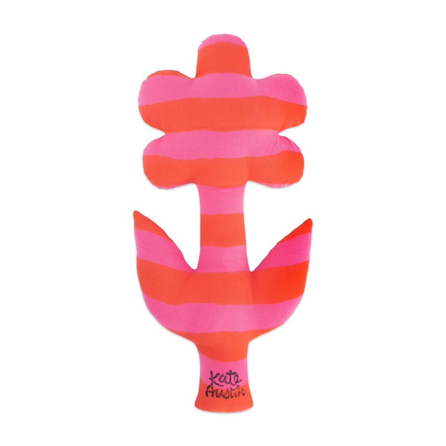 Flower Pillow in Pink Red Stripe - Parkette.