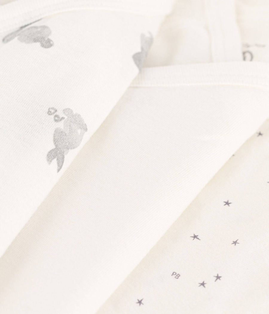 Long Sleeved Cotton Wrapover Bodysuits 3-pack - Bunnies - Parkette.