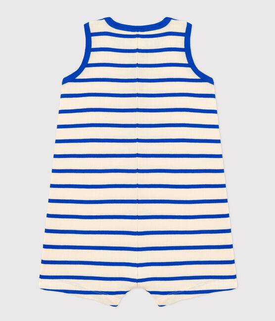 Blue and White Striped Rib-Knit Playsuit - Parkette.