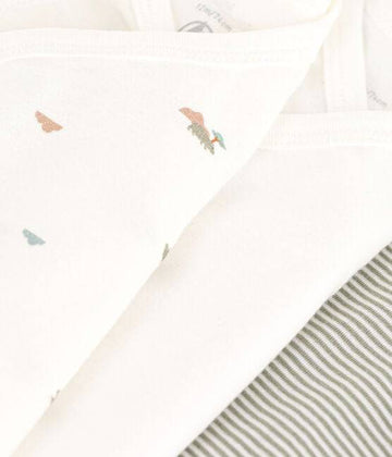 Wrapover Short-Sleeved Printed Cotton Bodysuit - Pack of 3 (Hippos) - Parkette.