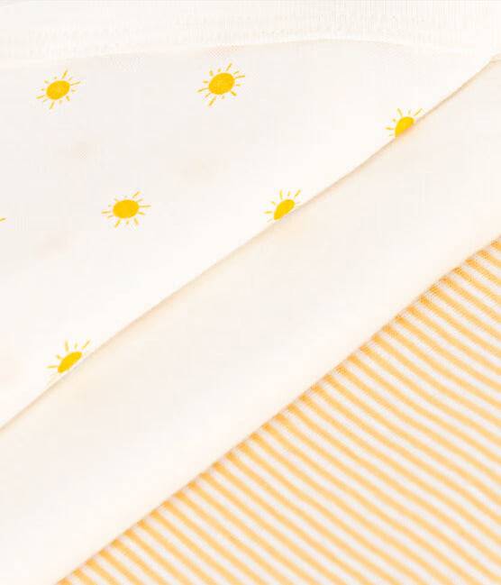 Wrapover Short-Sleeved Printed Cotton Bodysuit - Pack of 3 (Suns) - Parkette.