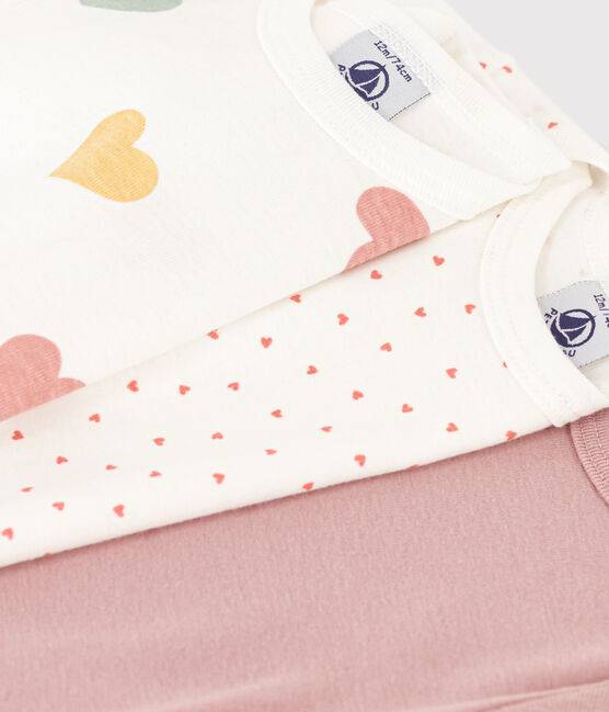 Long Sleeved Cotton Bodysuits 3-Pack - Hearts - Parkette.