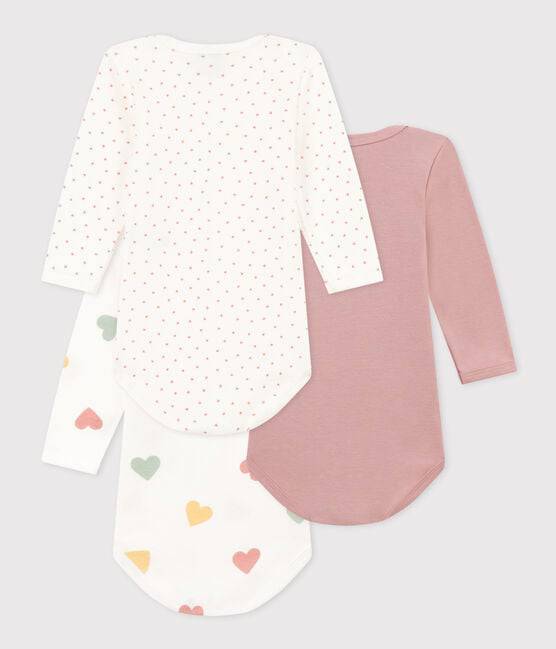 Long Sleeved Cotton Bodysuits 3-Pack - Hearts - Parkette.