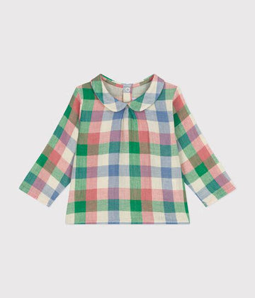 Babies Cotton Gauze Blouse with Collar - Parkette.