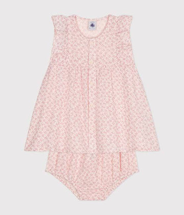 BABIES' COTTON GAUZE SHORT-SLEEVED DRESS AND BLOOMERS - Parkette.