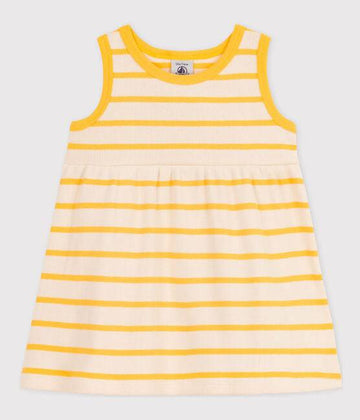 SLEEVELESS STRIPED RIB-KNIT DRESS - Parkette.