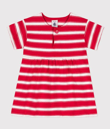 STRIPED SHORT-SLEEVED JERSEY DRESS - Parkette.