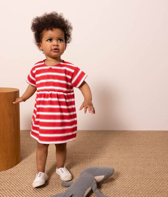 STRIPED SHORT-SLEEVED JERSEY DRESS - Parkette.