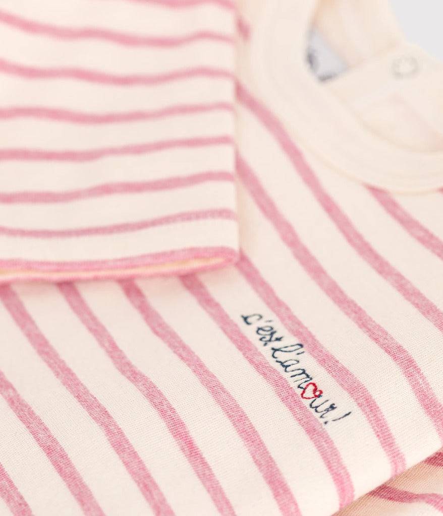 Babies Long Sleeved Tube Knit T Shirt - Pink - Parkette.