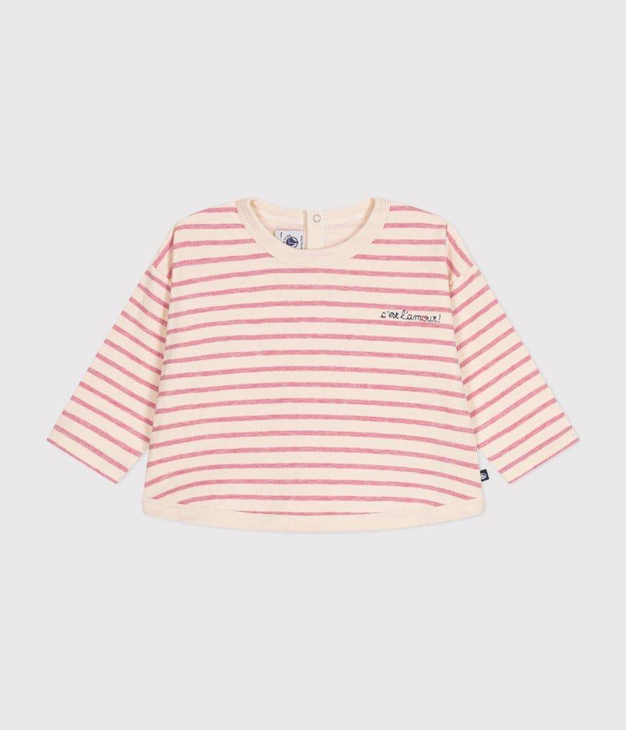 Babies Long Sleeved Tube Knit T Shirt - Pink - Parkette.