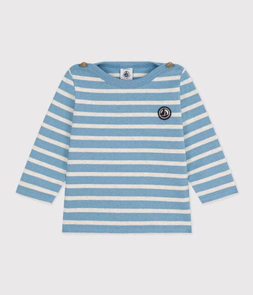 BABIES' THICK JERSEY BRETON TOP - BLUE - Parkette.