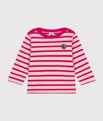 BABIES' THICK COTTON BRETON TOP - PINK - Parkette.