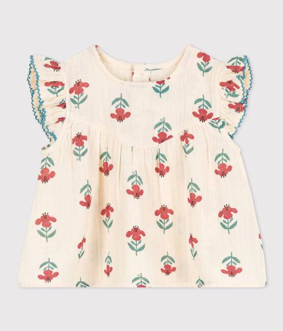 SHORT-SLEEVED PATTERNED COTTON GAUZE BLOUSE - Parkette.