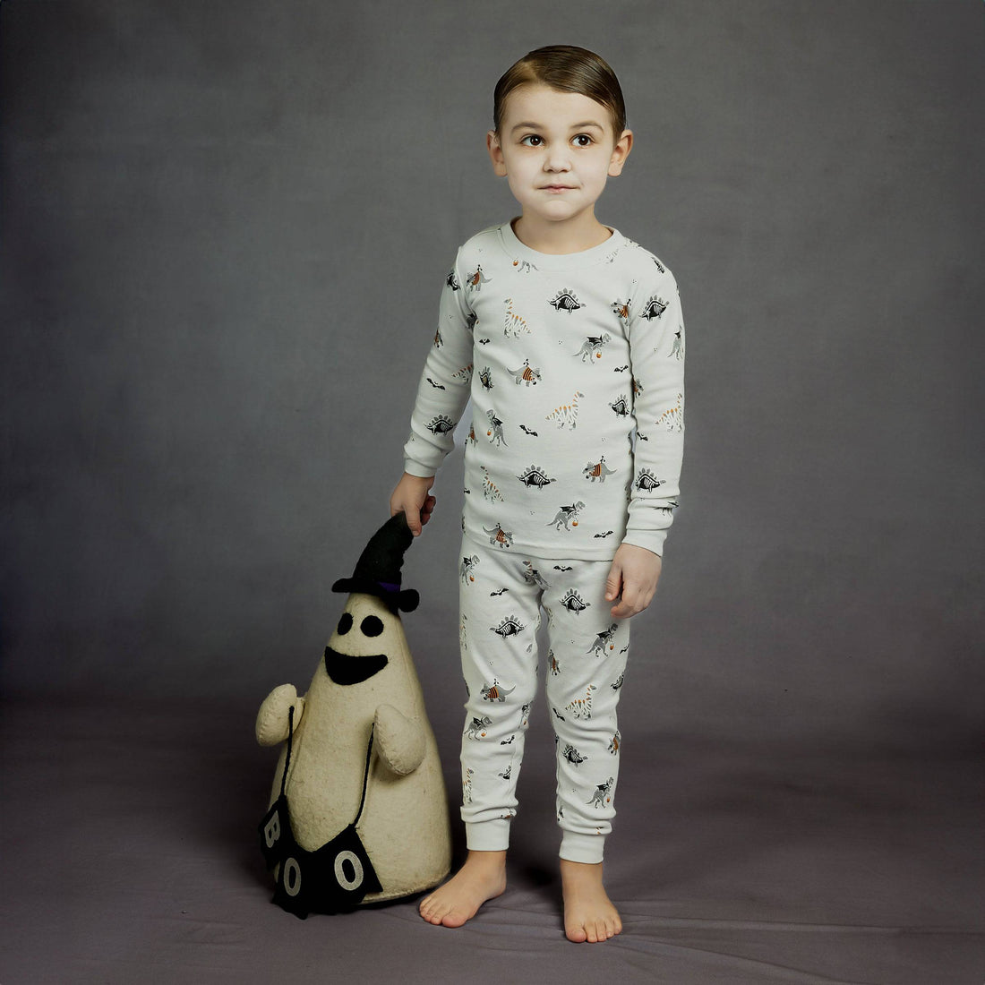 Dinoscaries Glow in the Dark on Lunar Grey PJ Set - Parkette.