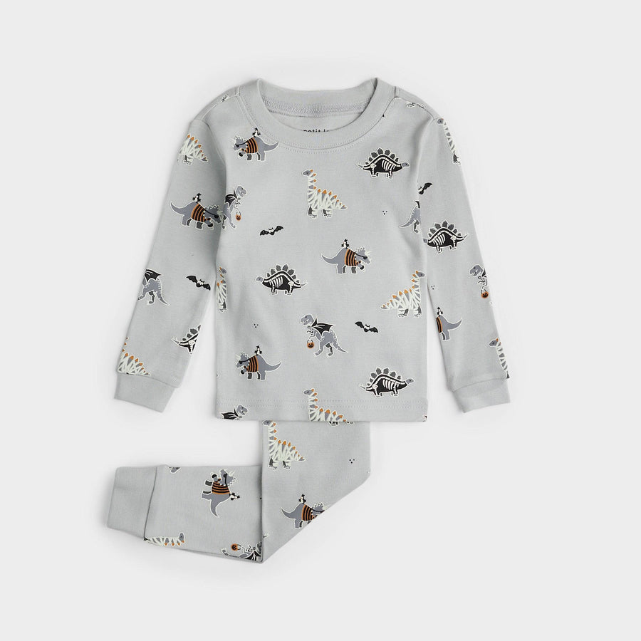 Dinoscaries Glow in the Dark on Lunar Grey PJ Set - Parkette.