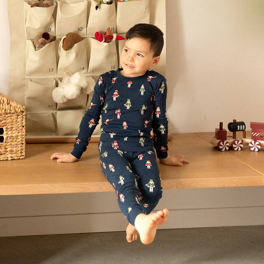 Nutcracker Print on Dress Blue PJ Set - Parkette.