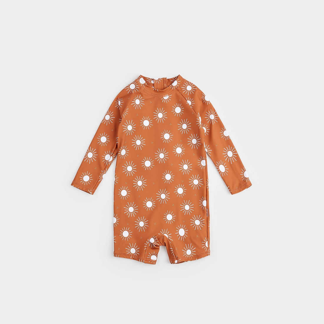 Sun Print On Apricot Long-Sleeve Swim Romper - Parkette.