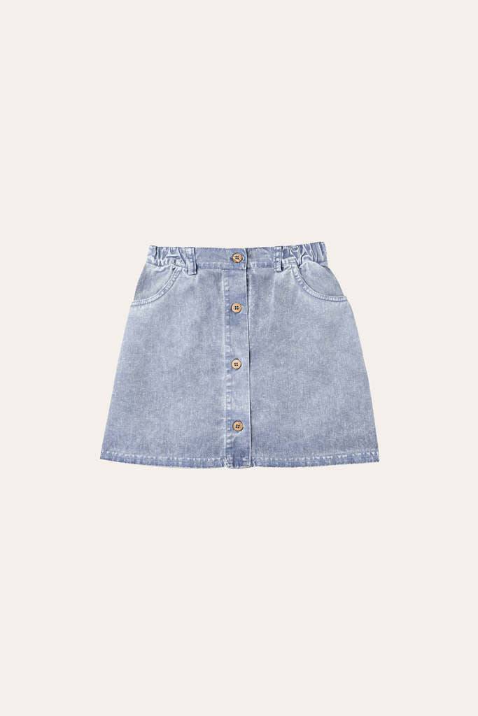 LIGHT BLUE WASHED SKIRT - Parkette.
