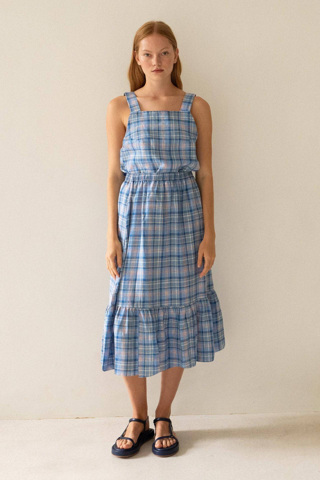 CHECK RUFFLE SKIRT - Parkette.