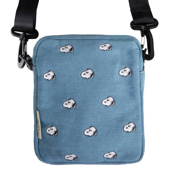 3P4 X Peanuts® - Snoopy Embroidered Denim Crossbody Bag - Parkette.