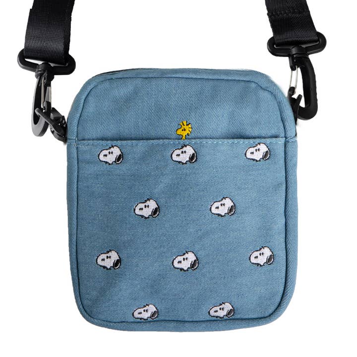 3P4 X Peanuts® - Snoopy Embroidered Denim Crossbody Bag - Parkette.