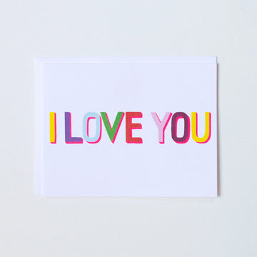Multi-coloured with Neon I Love You Card - Parkette.