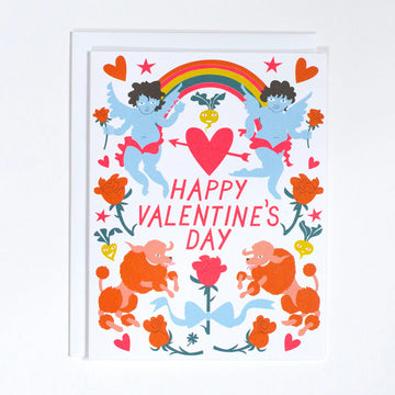 Valentine's Poodles and Cherubs Note Card - Parkette.
