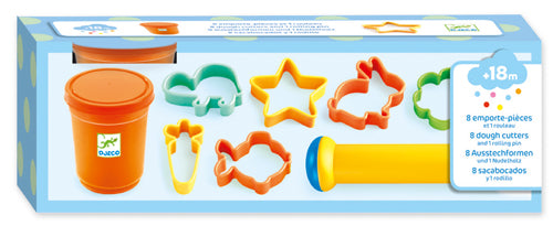 Modelling Clay - 8 Cookie Cutters and 1 Rolling Pin - Parkette.