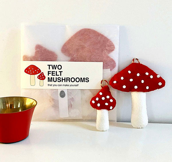 Two Felt Mushroom Ornaments - Craft Kit - Parkette.