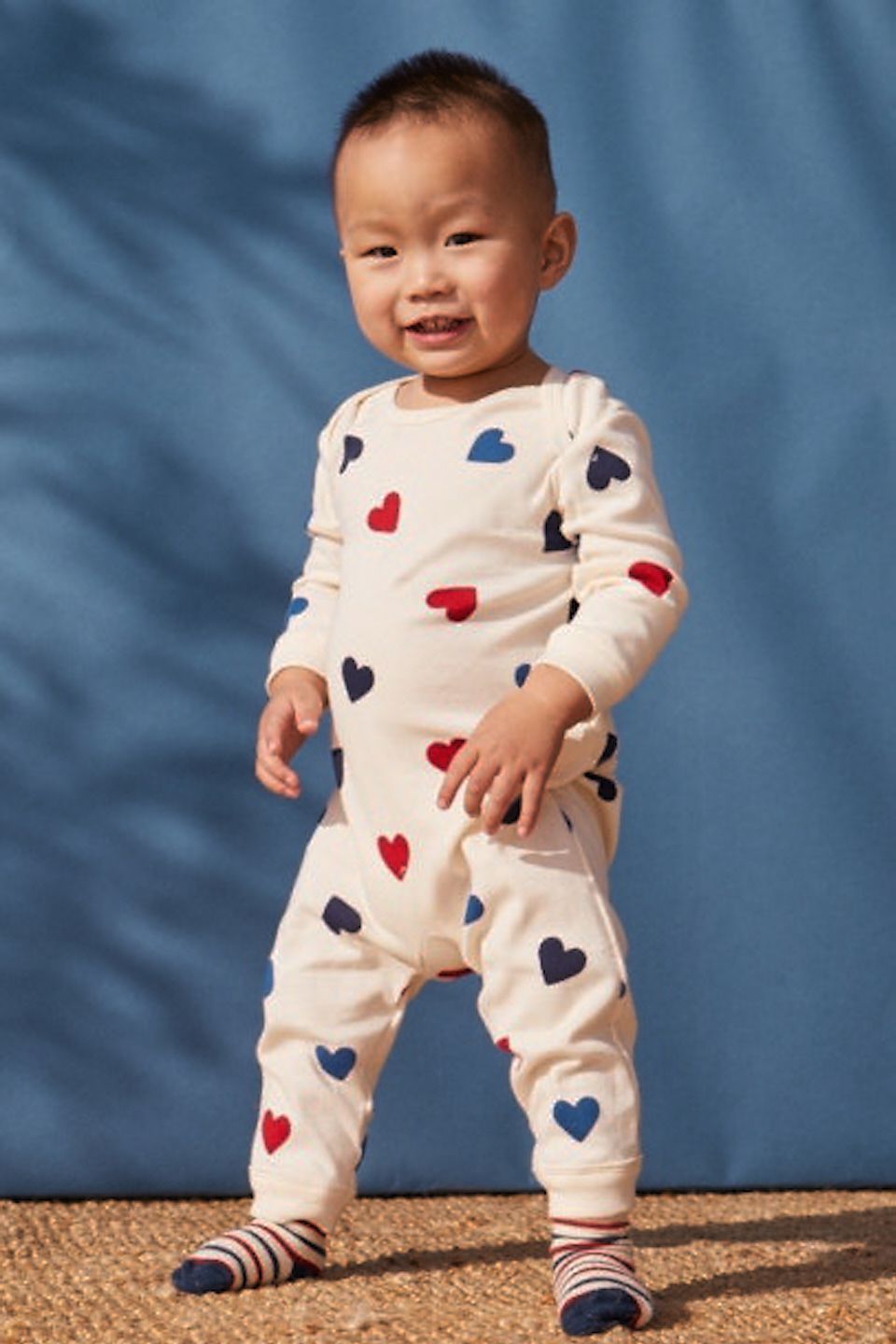 Heart Patterned Footless Cotton Sleepsuit - Parkette.