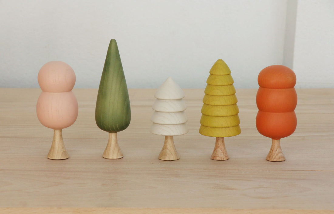 Wooden Colourful Trees - Set of 5 - Parkette.