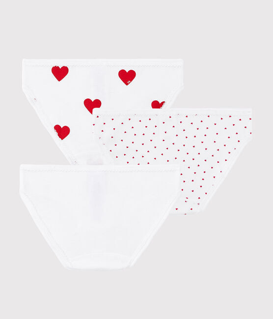 Girls' Heart Patterned Cotton Briefs 3 Pack - Parkette.